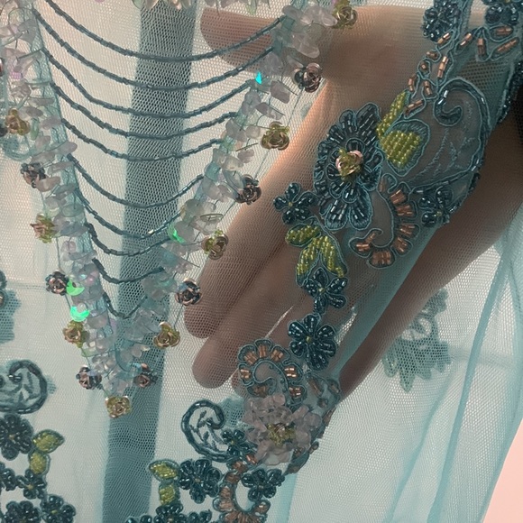 Blue Embellished Dress For wedding/ prom/ event - Picture 4 of 9